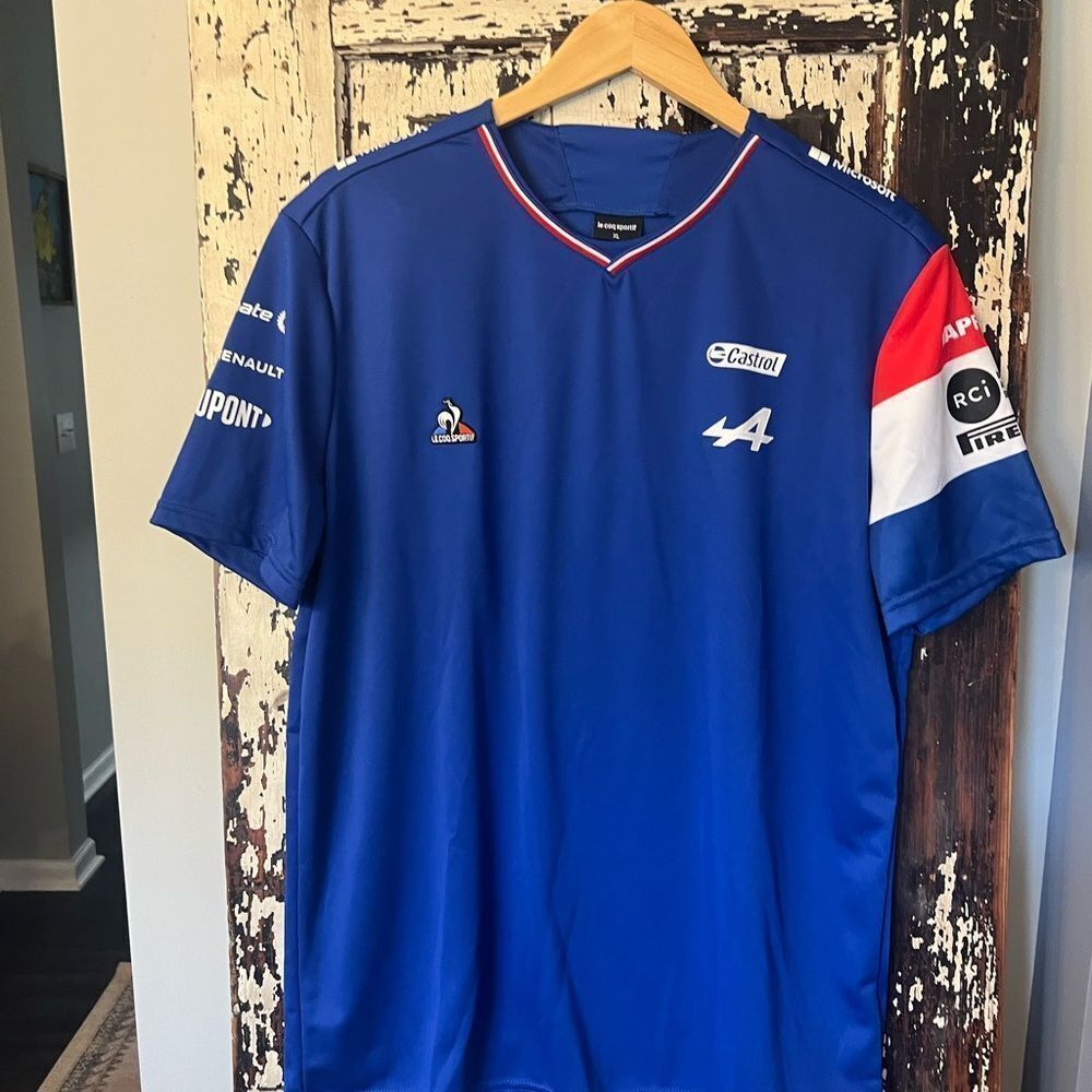 Le Coq Sportif Men's Alpine F1 Blue Racing Alonso Jersey. Size XL. NWT. - Picture 2 of 11